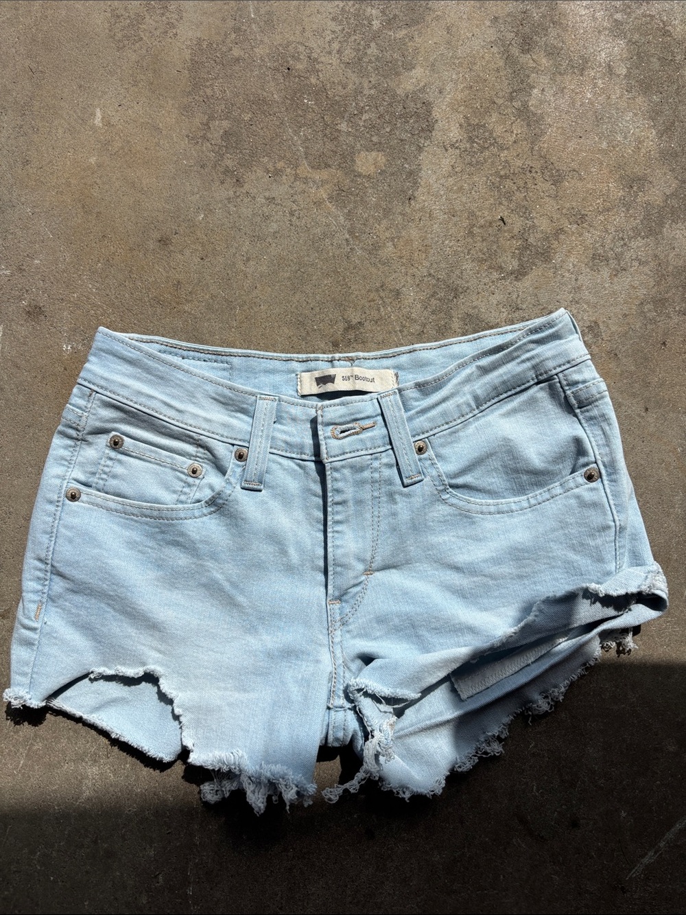 Levi's Light Blue Distressed Denim Shorts